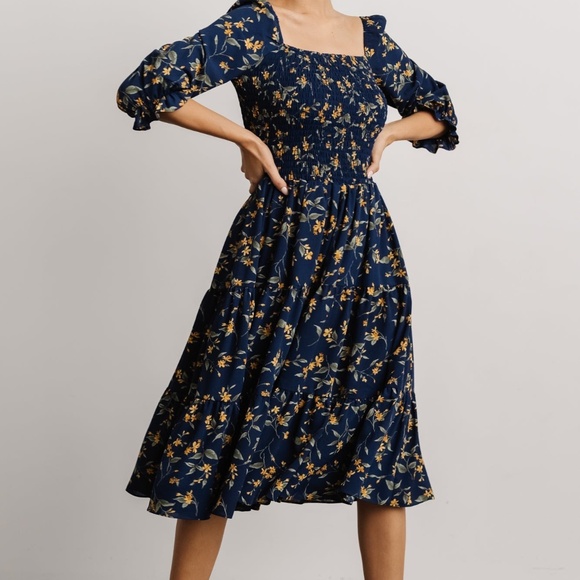 NWOT Baltic Born Marta Smocked Midi Dress - Picture 1 of 5